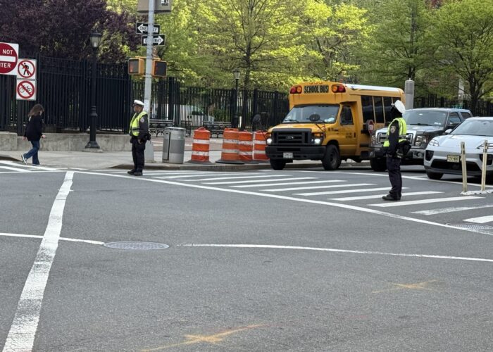 NYPD traffic enforcement at Laight & Hudson.