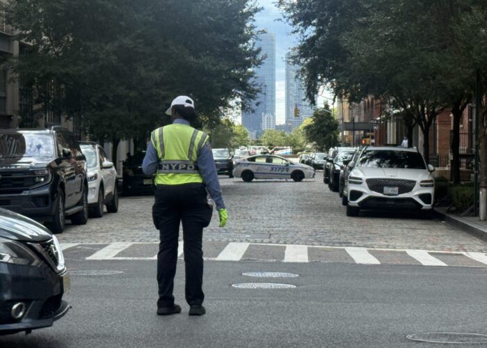 NYPD traffic enforcement at Hubert Street.